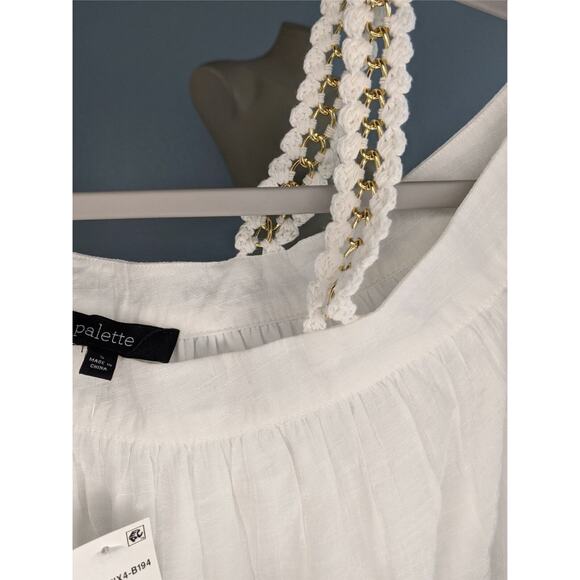 Palette Gauze Blouse One Shoulder‎ Neckline Cutout Strap Top White Blouse Career - Picture 9 of 11